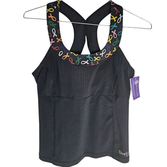 Cancer Live for Life New Women MED Razorback Round neck Knit top Awareness Yoga - Picture 1 of 9